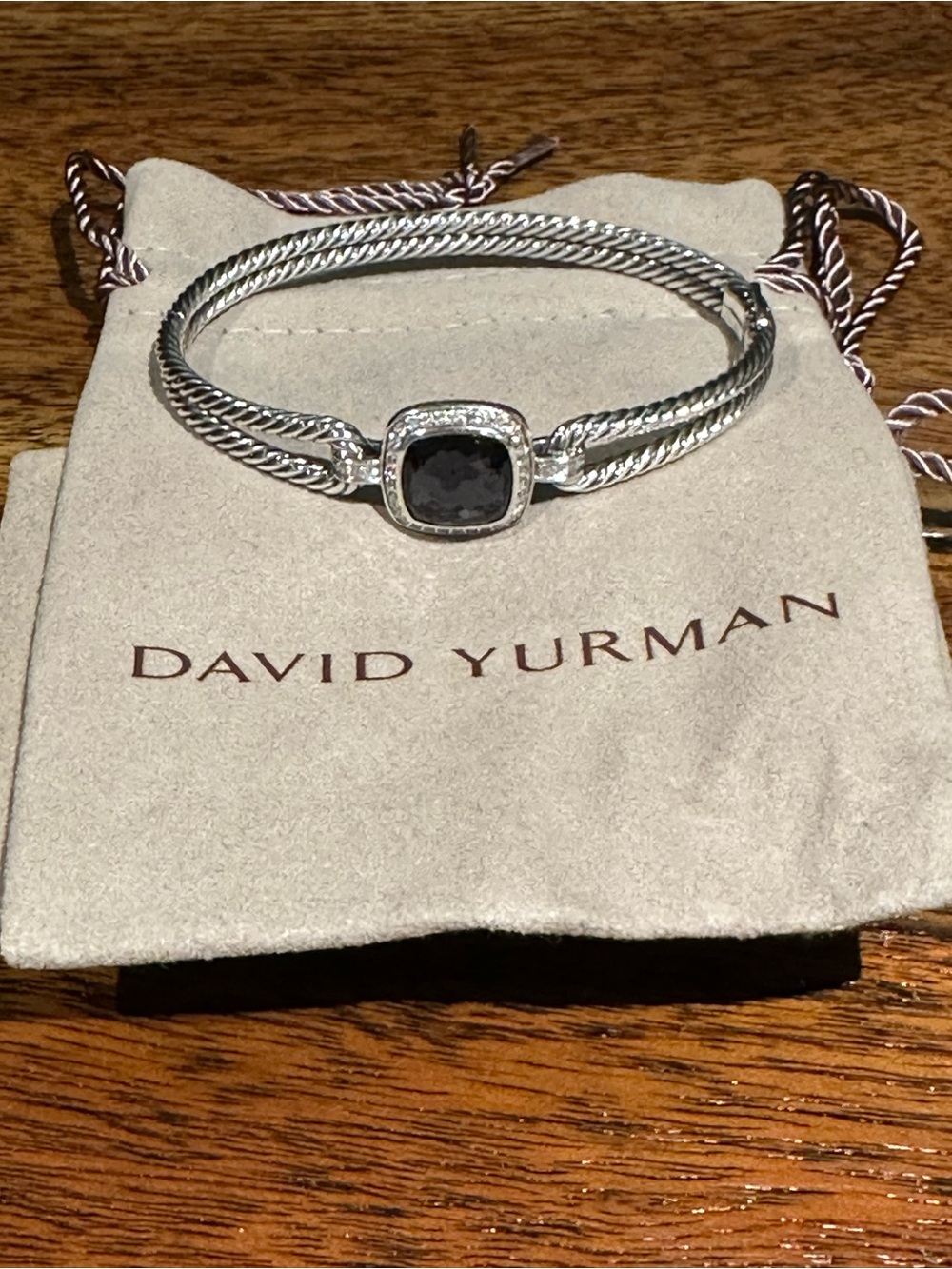 David Yurman Sterling Silver Cable Bracelet with Amethyst Gemstone